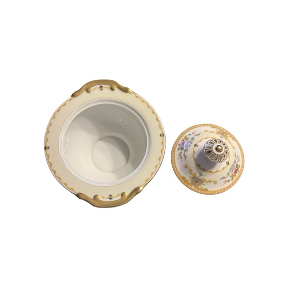 Meito China Japan Lidded Covered Bowl Gold Gilt Floral Scalloped Rim Vtg - Picture 5 of 8